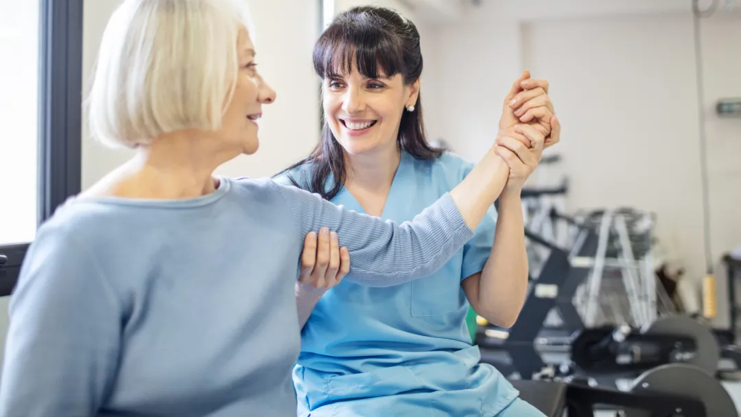 Woman having physical therapy
