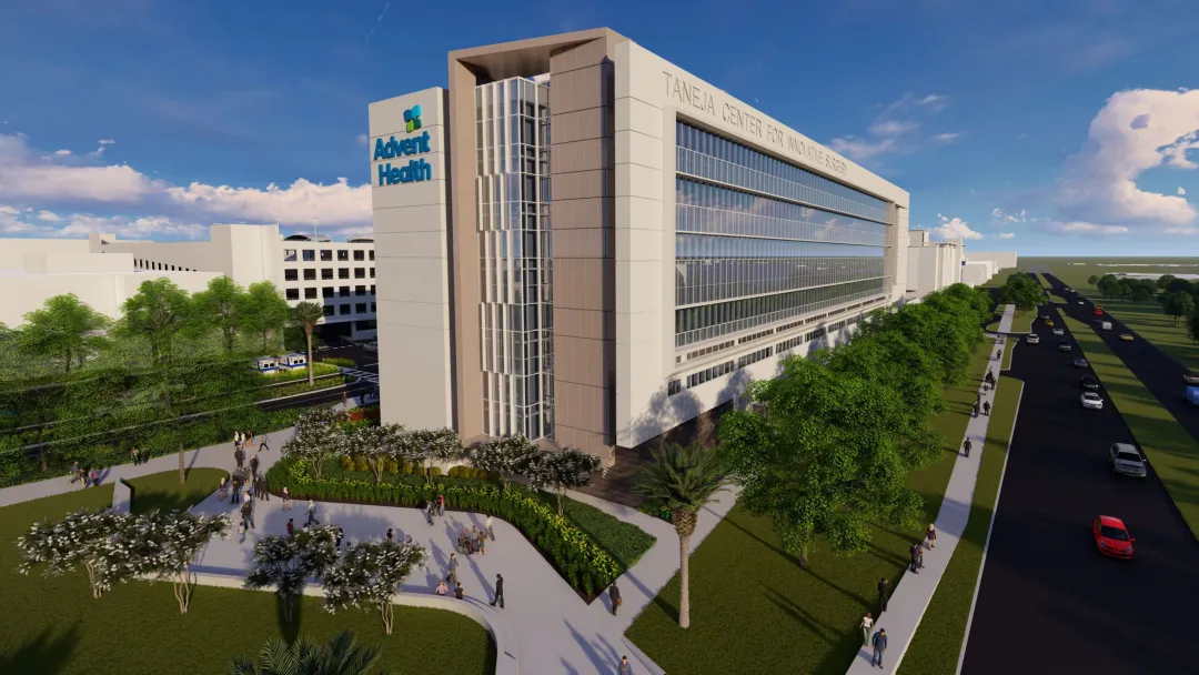 Rendering of the Taneja Center for Innovative Surgery building 
