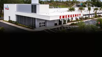 A quarter-side view of the AdventHealth Port Orange ER building