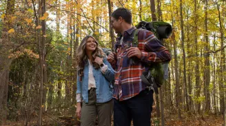 A Couple Goes for a Hike in the Woods.