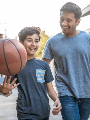 Father Son Playing Basketball
