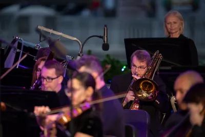 The AdventHealth employee orchestra performs at Disney Springs.