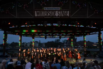 The AdventHealth employee orchestra performs at Disney Springs.