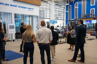 Members of the community learn more about the Orlando Magic Altitude chamber inside the AdventHealth Training Center  