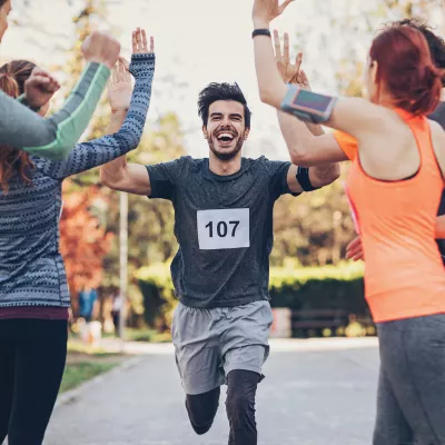 Runner crossing the finish line