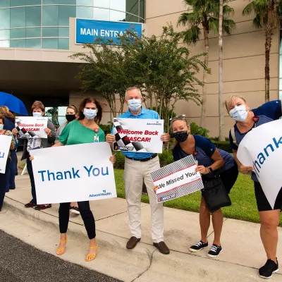 AdventHealth Daytona Beach honored in “NASCAR hauler salute to healthcare heroes powered by Verizon.”