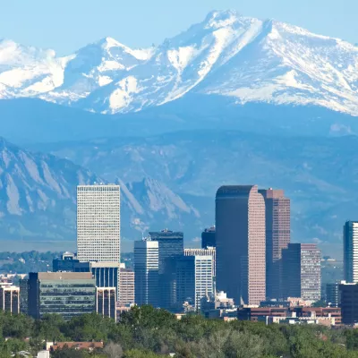 Denver Skyline with Mountains in the Distance