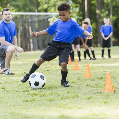 Kids playing soccer