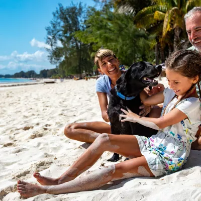 A happy family at the beach.