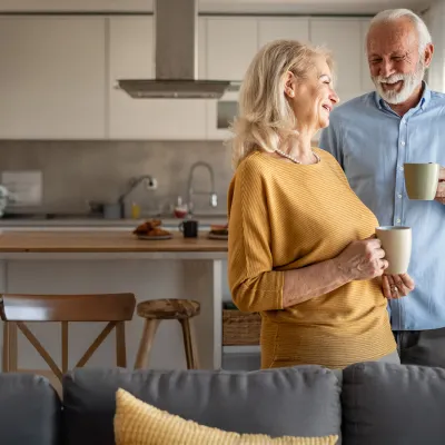 60s couple in their living room