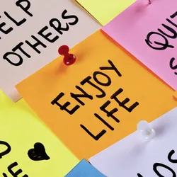 colorful sticky notes displaying new year resolutions