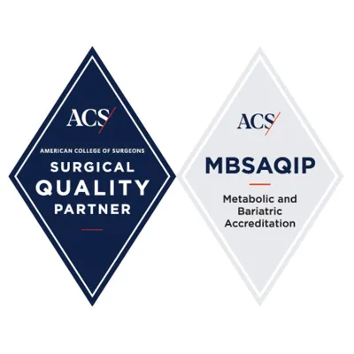 American College of Surgeons Surgical Quality Partner and Metabolic and Bariatric Accreditation badges.