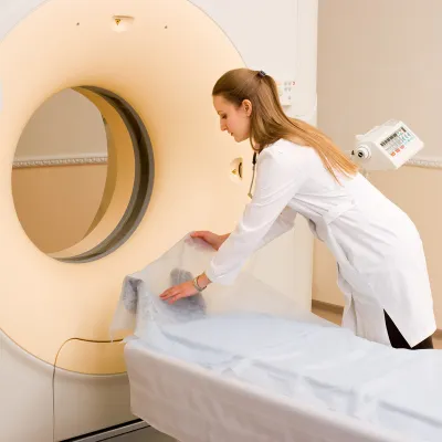 Physician preparing equipment