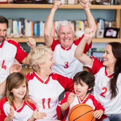 Sports fans cheering