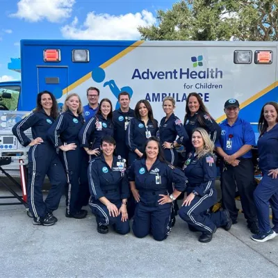 The AdventHealth NICU transport team poses for a photo.