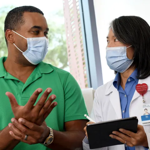 A patient and doctor in a conversation