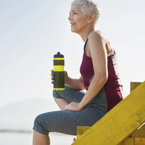 Woman taking a water break