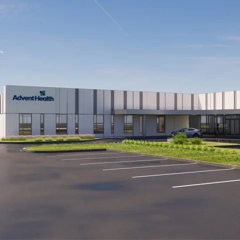 Rendering of the exterior of AdventHealth Care Pavilion Bloomingdale.