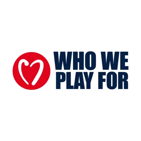 A circle logo of the Who We Play For organization