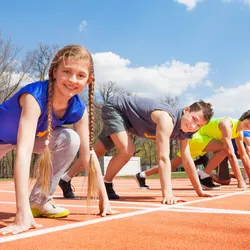 Runners lined up at the starting line.