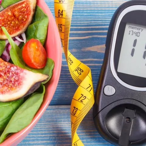 Eat a healthy diet to help manage diabetes.