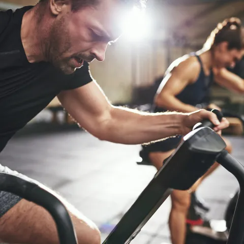 People exercising intensely