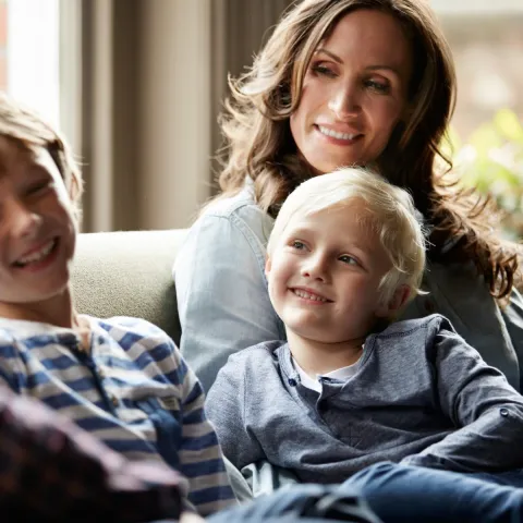 Family on couch