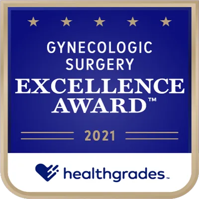 Excellence badge in gynecologic surgery by Healthgrades