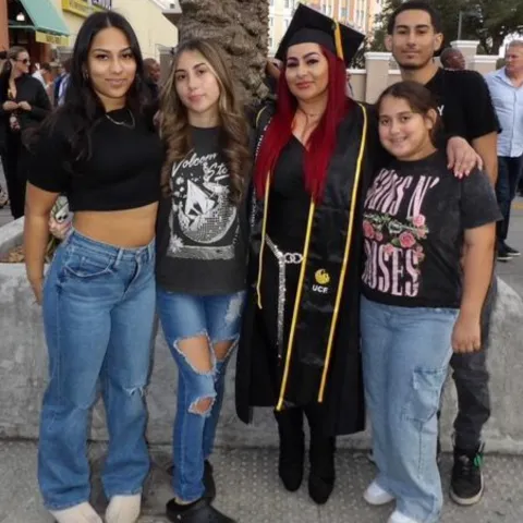 Megan Espin posing with her family