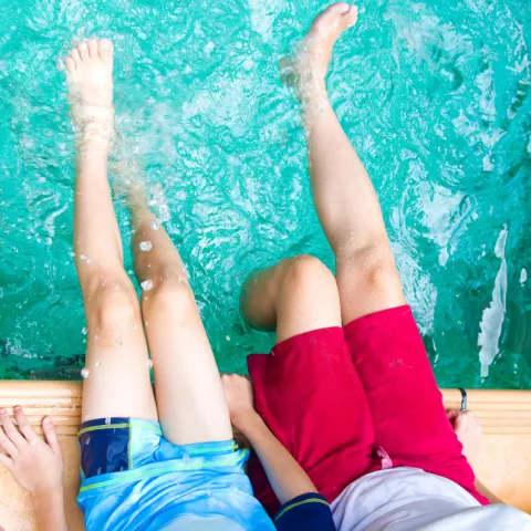 splashing in the pool