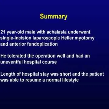 Single Incision Laparoscopic Heller Myotomy and Anterior Fundoplication 1