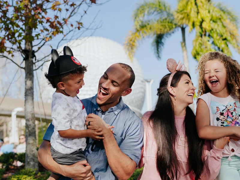 Happy family visiting Epcot.