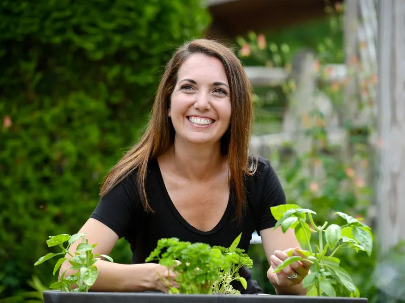 Woman Tending Plants