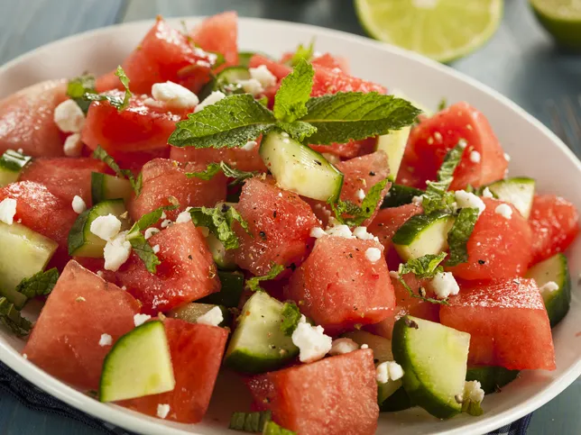 Mediterranean Watermelon Salad with Honey Lime Dressing