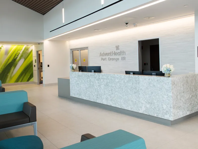 The lobby entrance at AdventHealth Port Orange