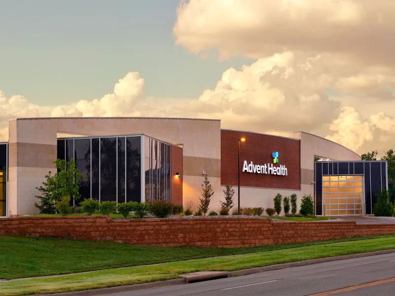 The building of AdventHealth Ottawa at night