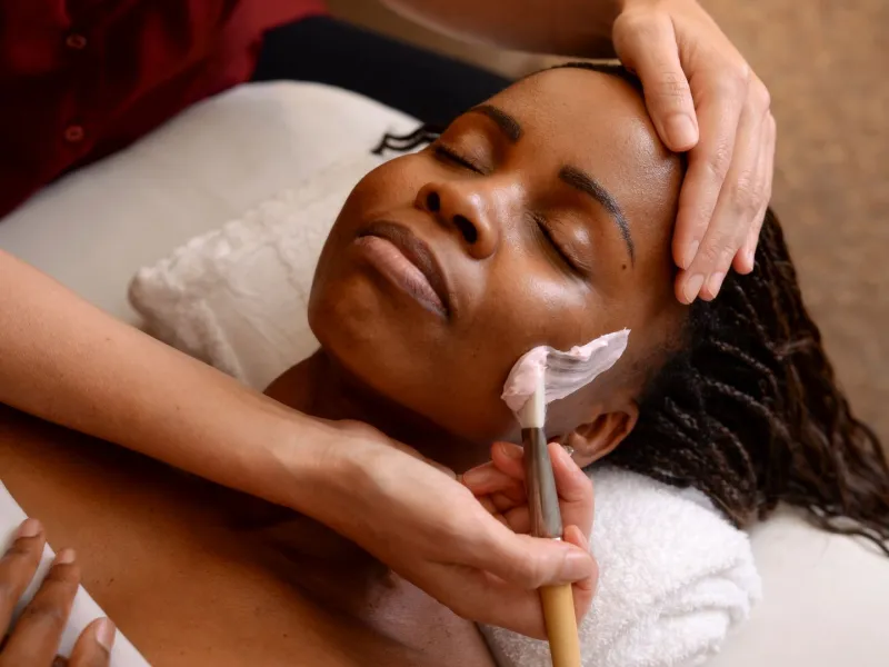 african american lady getting a facial