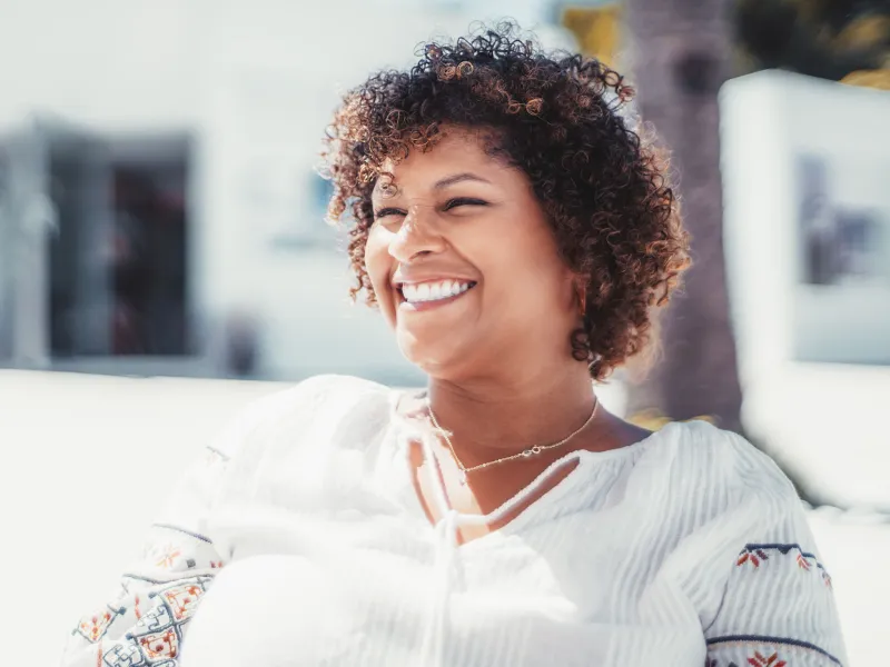 Spanish happy woman smiling