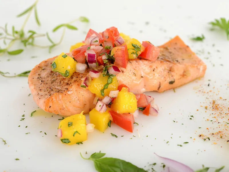 Salmon with Mango Tomato Salsa