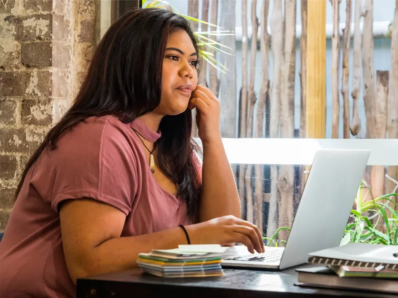 Young woman using a laptop