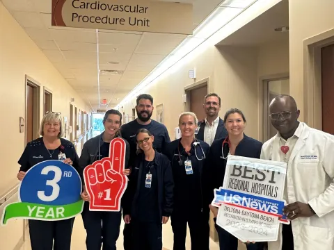 AdventHealth Daytona Beach leaders celebrate US News and World Report rankings with team members