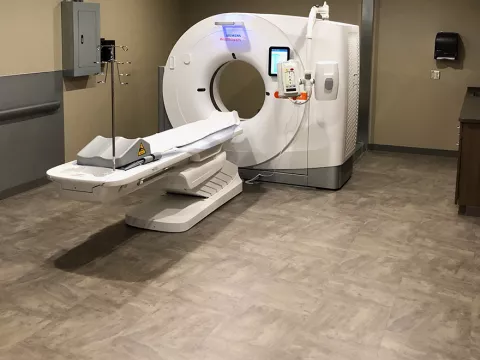 A white computed tomography.