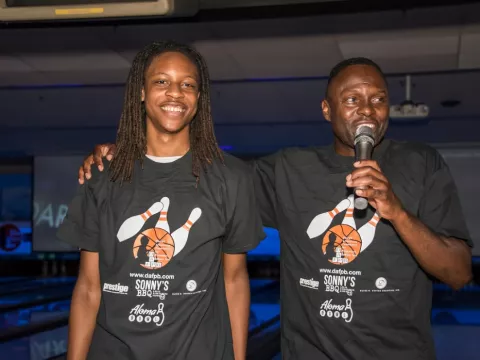 Darrell Armstrong with his son