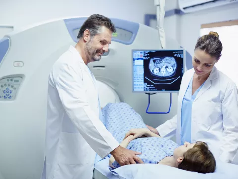 Woman Preparing for MRI