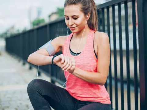 Woman preparing to go running