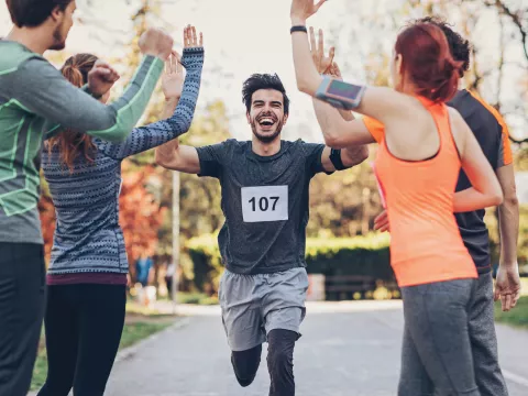 Runner crossing the finish line