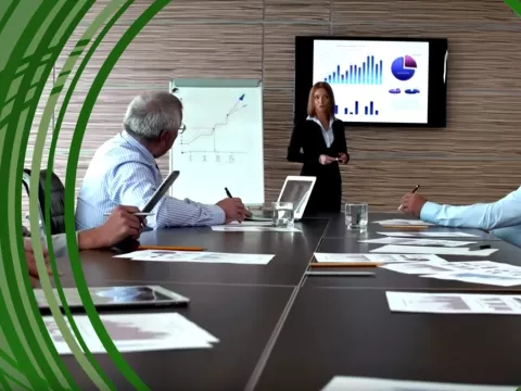 business woman showing a presentation