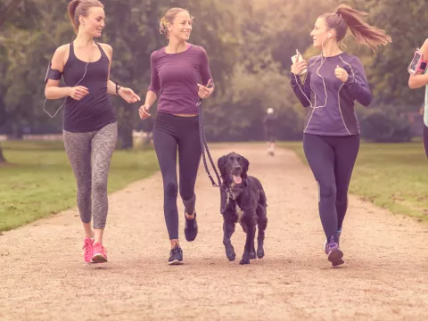 Friends and fido make being active fun.