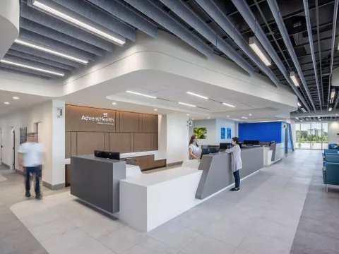 AdventHealth Care Pavilion Central Pasco AdventHealth Medical Group front desk.