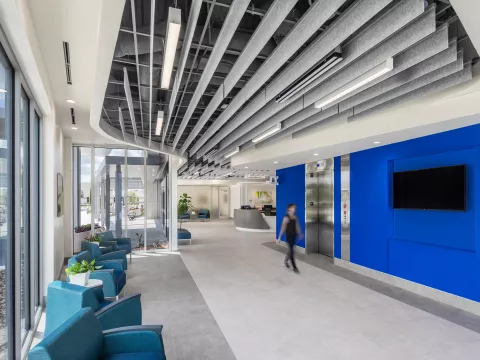AdventHealth Care Pavilion Central Pasco front hallway with elevator.